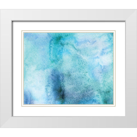 Aquamarine I. White Modern Wood Framed Art Print with Double Matting by Anonymous