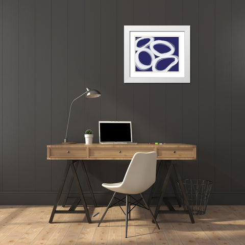 Circular Connections White Modern Wood Framed Art Print with Double Matting by Inuit