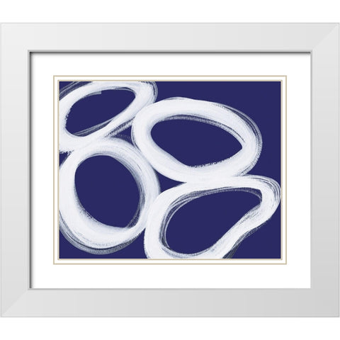 Circular Connections White Modern Wood Framed Art Print with Double Matting by Inuit