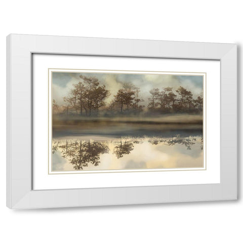 Foggy Morning River White Modern Wood Framed Art Print with Double Matting by Bereczki, Barna