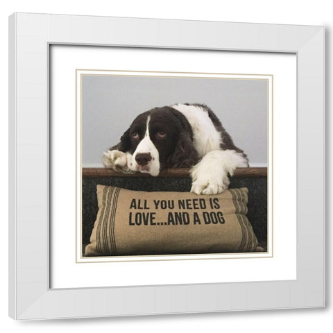 All You Need Is Love ... And A Dog White Modern Wood Framed Art Print with Double Matting by Lowenkron, K