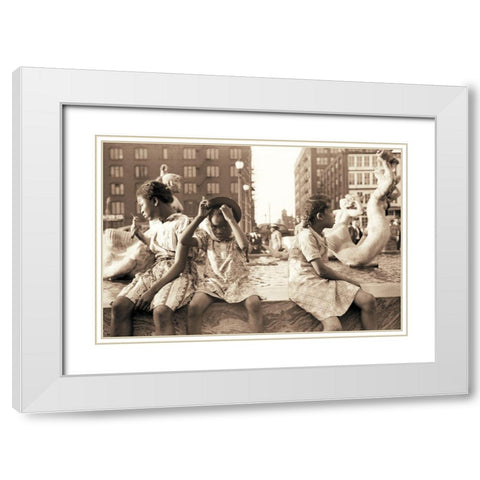 Hot Summer in the City White Modern Wood Framed Art Print with Double Matting by Anonymous