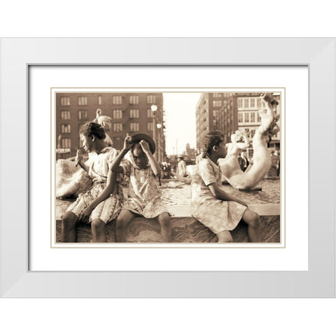 Hot Summer in the City White Modern Wood Framed Art Print with Double Matting by Anonymous