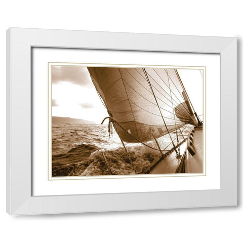 Sailing Towards the Sun White Modern Wood Framed Art Print with Double Matting by Anonymous