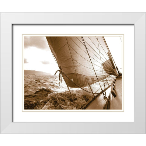 Sailing Towards the Sun White Modern Wood Framed Art Print with Double Matting by Anonymous