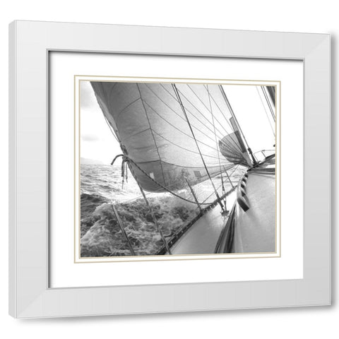 Heeling to Port White Modern Wood Framed Art Print with Double Matting by Anonymous