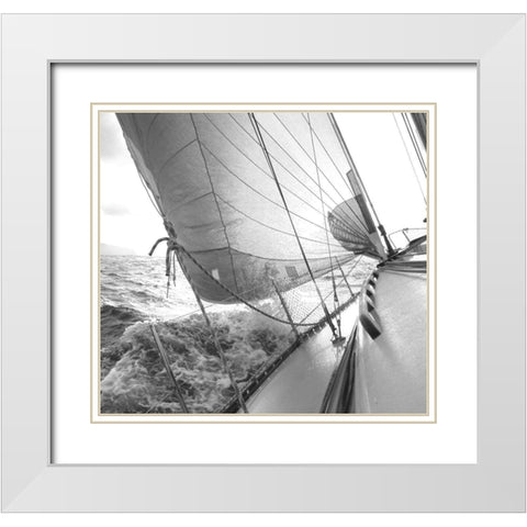 Heeling to Port White Modern Wood Framed Art Print with Double Matting by Anonymous