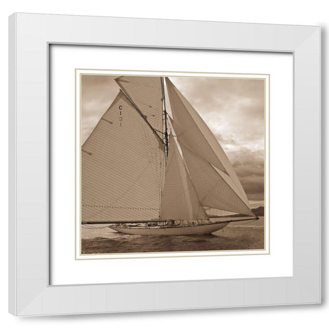 All Sails Unfurled White Modern Wood Framed Art Print with Double Matting by Anonymous