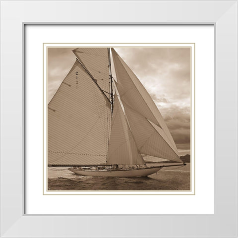 All Sails Unfurled White Modern Wood Framed Art Print with Double Matting by Anonymous