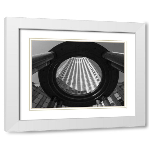 Circular Perspective White Modern Wood Framed Art Print with Double Matting by Graciet, Stephane