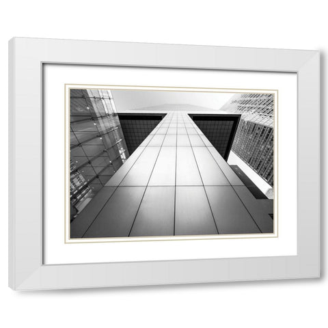 City Architecture White Modern Wood Framed Art Print with Double Matting by Graciet, Stephane