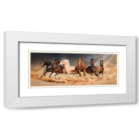 Desert Run White Modern Wood Framed Art Print with Double Matting by Svetlana