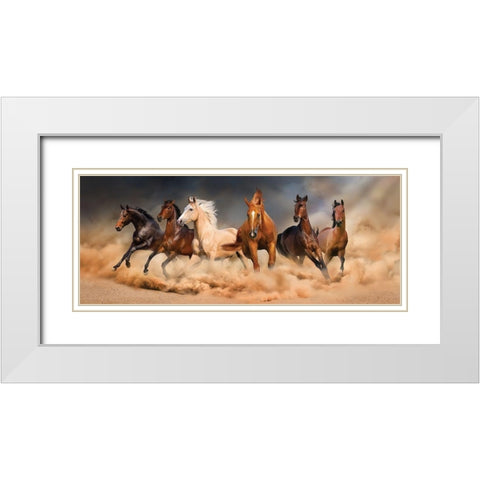 Desert Run White Modern Wood Framed Art Print with Double Matting by Svetlana