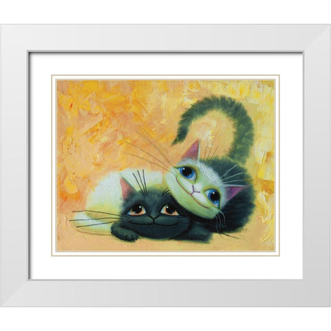 My BFF White Modern Wood Framed Art Print with Double Matting by Leov, K