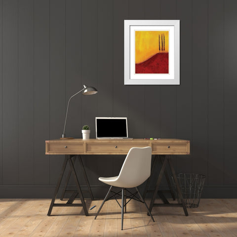 Trees on a Hill White Modern Wood Framed Art Print with Double Matting by Giordano, V.