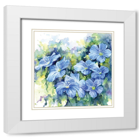 Spring Flowers in Blue White Modern Wood Framed Art Print with Double Matting by Anonymous