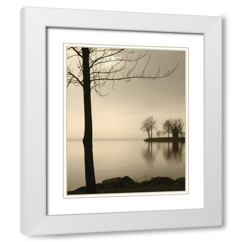 Tranquil Cove White Modern Wood Framed Art Print with Double Matting by Anonymous