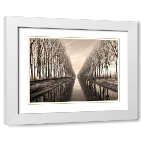 Serene Canal White Modern Wood Framed Art Print with Double Matting by Anonymous