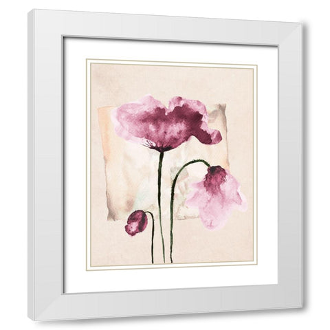 Violet Watercolor Poppies White Modern Wood Framed Art Print with Double Matting by Jersova, R.