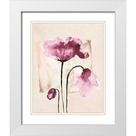 Violet Watercolor Poppies White Modern Wood Framed Art Print with Double Matting by Jersova, R.