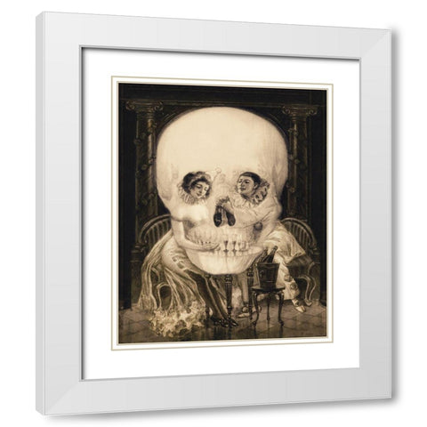 Pierrots Love White Modern Wood Framed Art Print with Double Matting by Anonymous