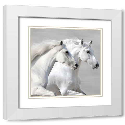 Winter Gallop (detail) White Modern Wood Framed Art Print with Double Matting by Makarova