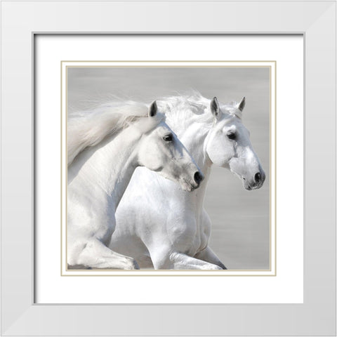 Winter Gallop (detail) White Modern Wood Framed Art Print with Double Matting by Makarova