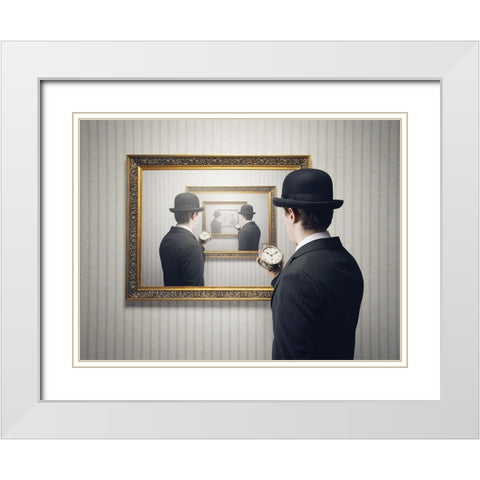 Time Concept White Modern Wood Framed Art Print with Double Matting by Anonymous
