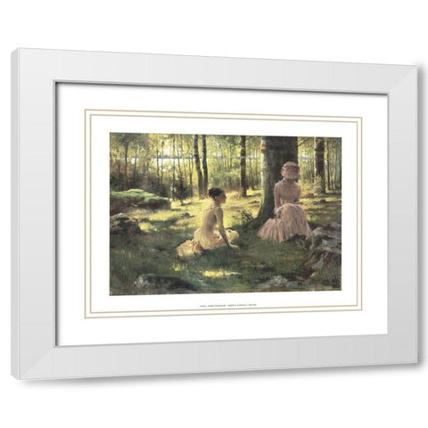 Under the Birches White Modern Wood Framed Art Print with Double Matting by Edelfelt, Albert