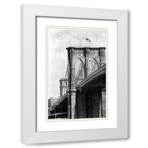 Brooklyn Bridge Perspective White Modern Wood Framed Art Print with Double Matting by Maier, Phil