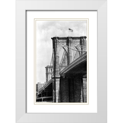 Brooklyn Bridge Perspective White Modern Wood Framed Art Print with Double Matting by Maier, Phil