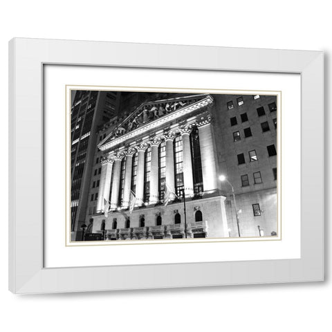 New York Stock Exchange at Night  White Modern Wood Framed Art Print with Double Matting by Maier, Phil