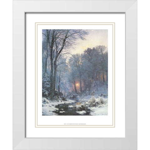 A Twilit Wooded River White Modern Wood Framed Art Print with Double Matting by Andersen-Lunby, Anderson
