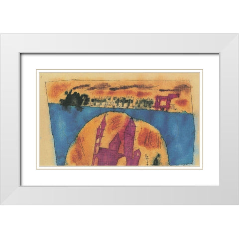 Choo-Choo White Modern Wood Framed Art Print with Double Matting by Unknown