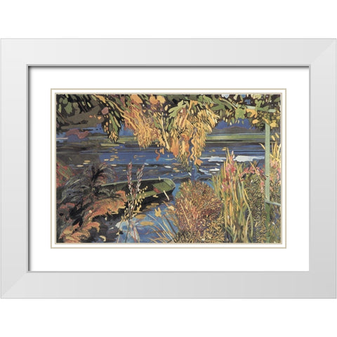 Magic Pond II White Modern Wood Framed Art Print with Double Matting by Unknown