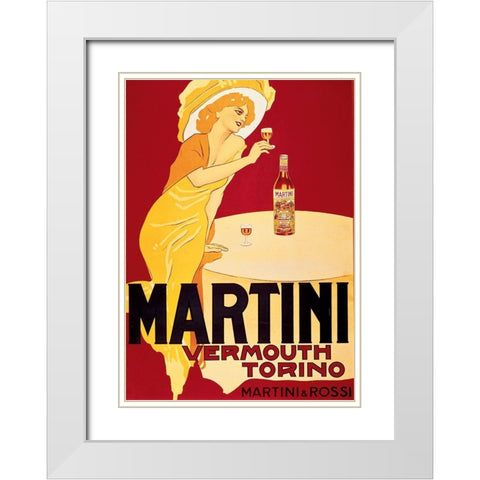 Martini White Modern Wood Framed Art Print with Double Matting by Unknown
