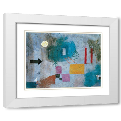 Full Moon White Modern Wood Framed Art Print with Double Matting by Unknown