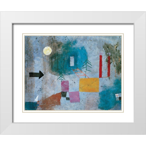 Full Moon White Modern Wood Framed Art Print with Double Matting by Unknown