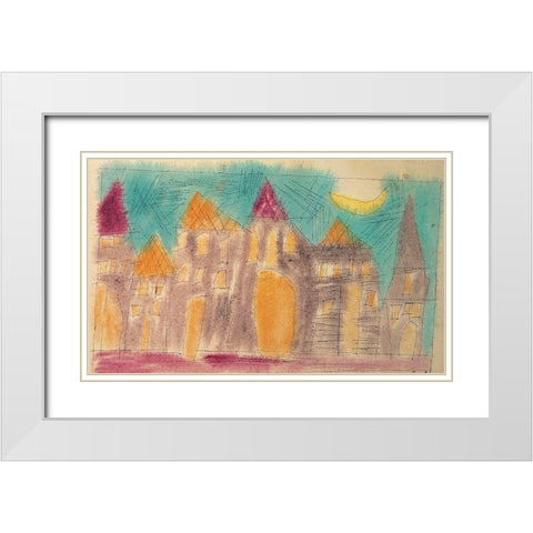 Village White Modern Wood Framed Art Print with Double Matting by Unknown