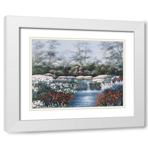 Waterfall White Modern Wood Framed Art Print with Double Matting by Unknown
