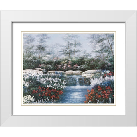 Waterfall White Modern Wood Framed Art Print with Double Matting by Unknown