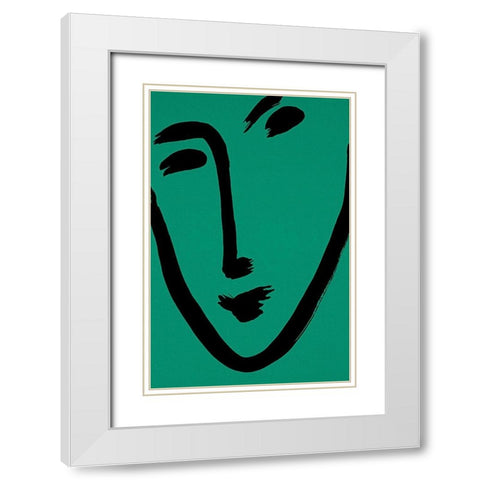 Green Face White Modern Wood Framed Art Print with Double Matting by Unknown