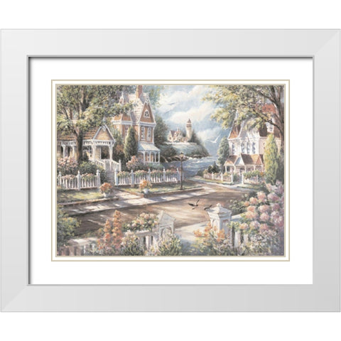 Street to the Pier White Modern Wood Framed Art Print with Double Matting by Unknown