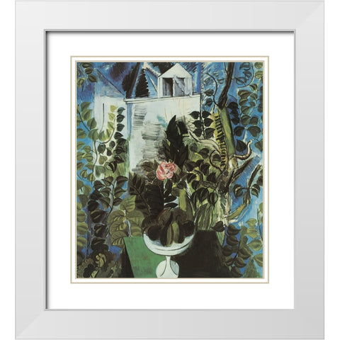 In the Garden White Modern Wood Framed Art Print with Double Matting by Unknown