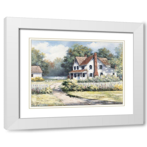Weekend Cottage White Modern Wood Framed Art Print with Double Matting by Unknown