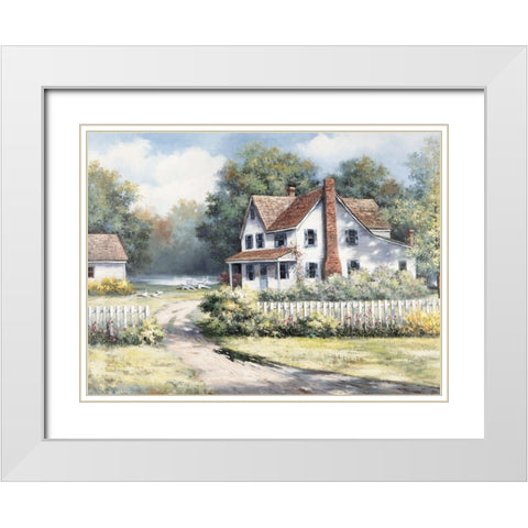 Weekend Cottage White Modern Wood Framed Art Print with Double Matting by Unknown