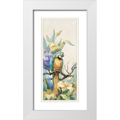 Parrot Panel I White Modern Wood Framed Art Print with Double Matting by Unknown