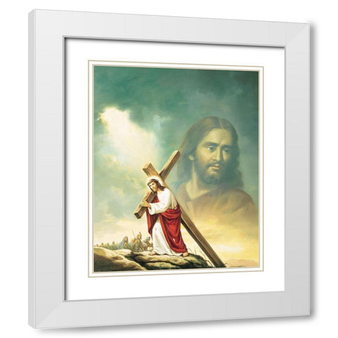 The Cross White Modern Wood Framed Art Print with Double Matting by Unknown