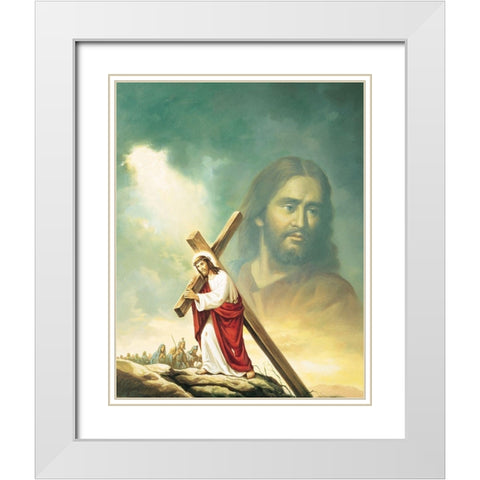 The Cross White Modern Wood Framed Art Print with Double Matting by Unknown