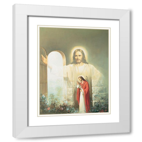 In the Garden White Modern Wood Framed Art Print with Double Matting by Unknown